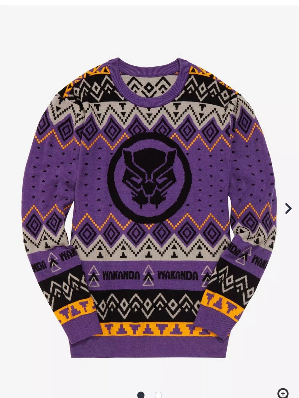 Box Lunch Marvel Black Panther Wakanda Purple Crewneck Holiday Ugly Sweater 2XL